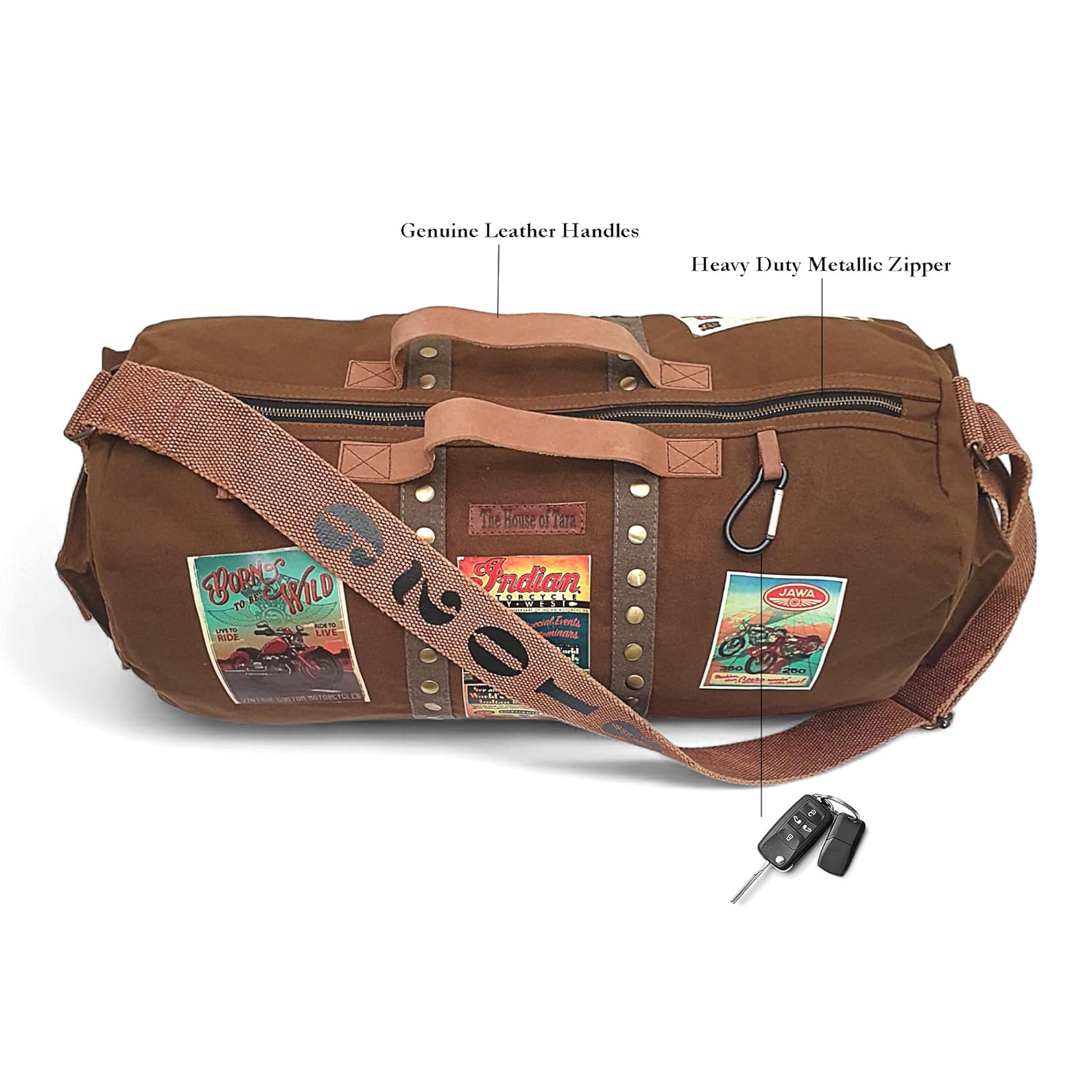 The House of Tara Canvas Travel Duffle Bag 25 litres | Sports Duffel | for Men and Women | Adjustable Broad Strap | Gym Bag | Airline Carry On Luggage | Quick Access Pockets | Khaki