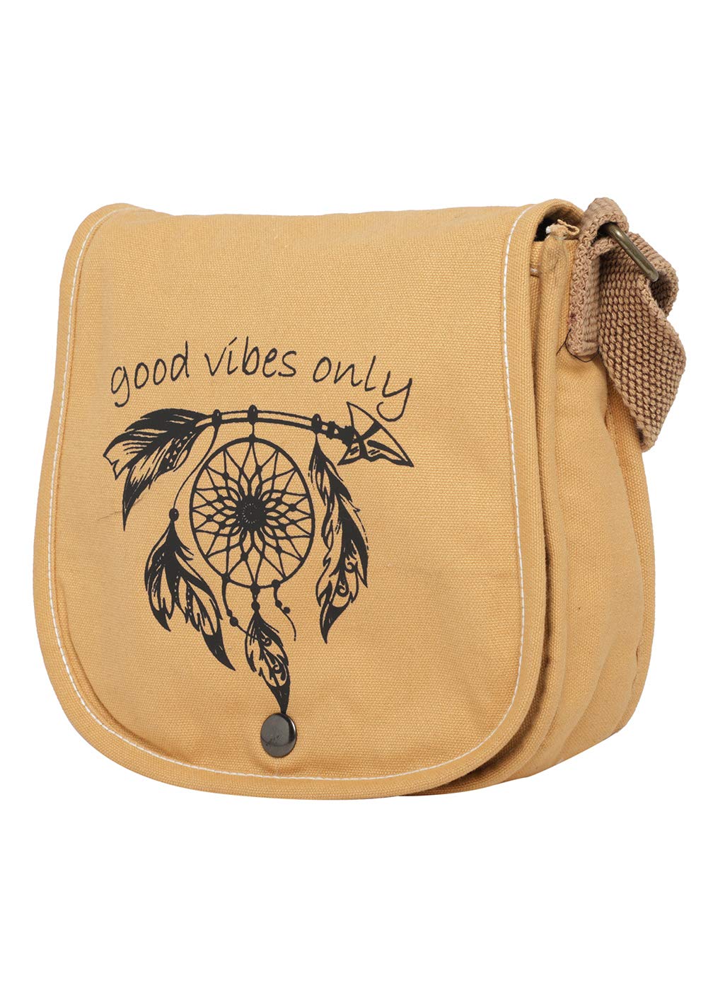 Canvas Purse for Women | Casual Crossbody Sling Bag with Boho Printed Flap, Adjustable Straps, Zipped Pocket & Inner Lining | Suitable for College & Travel