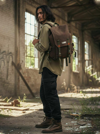 The House of tara Canvas Backpack for Men and Women 23L | Casual Cotton Bag With Waterproof Inner Lining, 4 External & 3 Internal Pockets | Backpacks Suitable for College, Travel & Hiking (Brown)