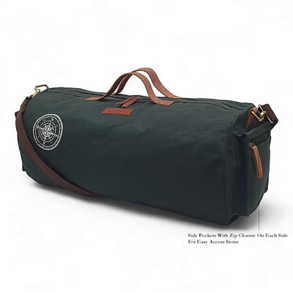The House of Tara Canvas Travel Duffle Bag 25 litres | Sports Duffel | for Men and Women | Adjustable Removable Strap | Gym Bag | Luggage Garment Bag | Quick Access Pockets | Green Blue