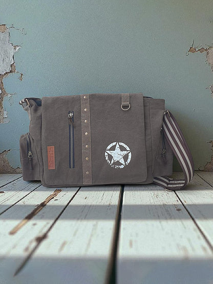 The House of tara Sturdy Cotton Canvas Messenger Bags for Men and Women | Two Magnetic Snap Buttons on Flap, Zip Closure, Adjustable Body Strap I Crossbody Sling | External Zip Pockets