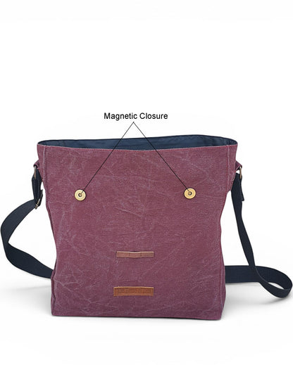 The House of tara Sturdy Cotton Canvas Messenger Bags for Men and Women | With two Magnetic Snap Buttons Flap Closure, Adjustable Body Strap & Multiutility Lobster Hook (Beige)