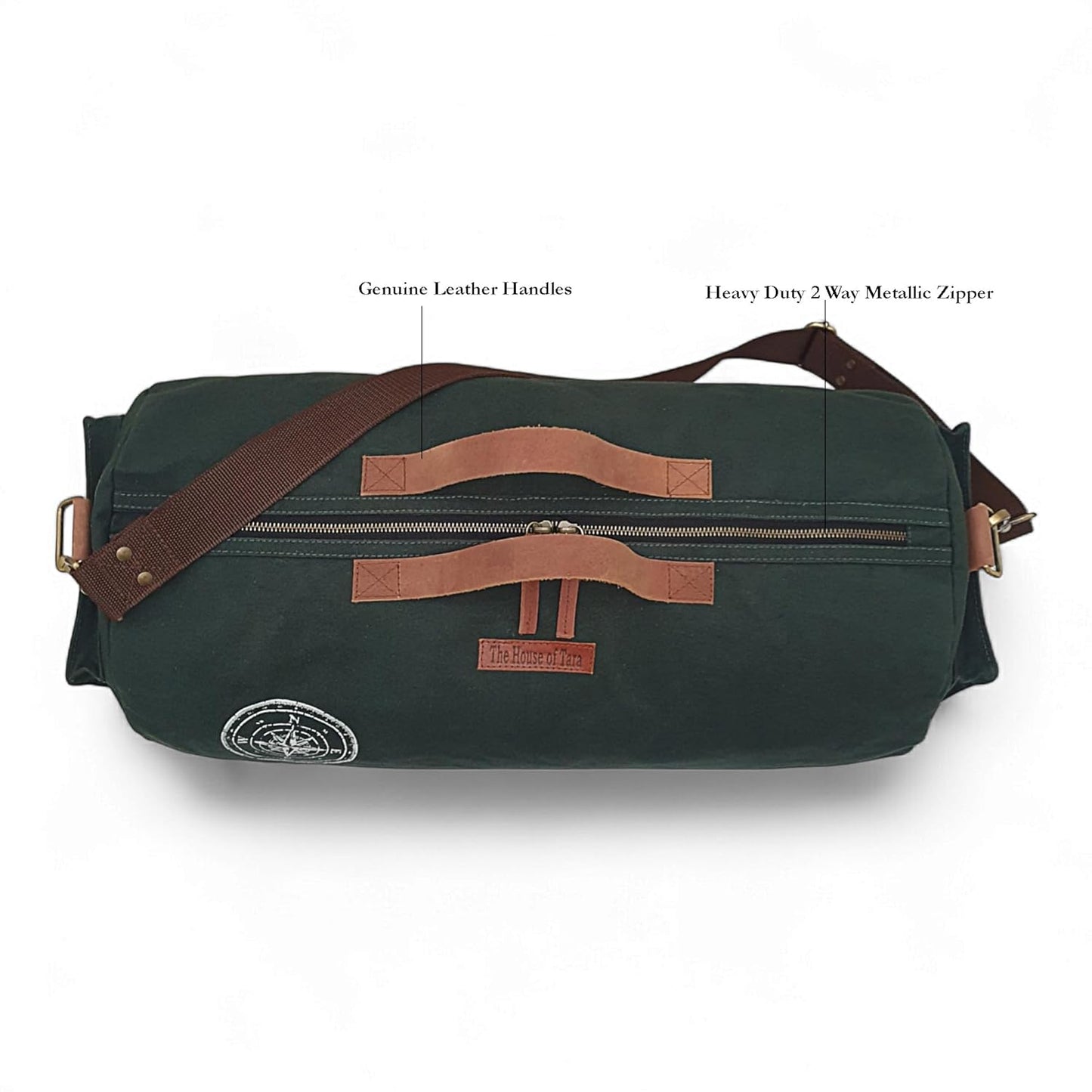 The House of Tara Canvas Travel Duffle Bag 25 litres | Sports Duffel | for Men and Women | Adjustable Removable Strap | Gym Bag | Luggage Garment Bag | Quick Access Pockets | Green Blue