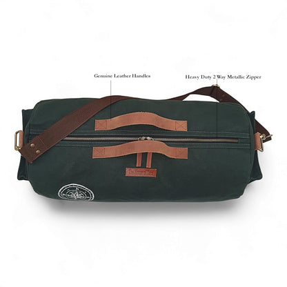 The House of Tara Canvas Travel Duffle Bag 25 litres | Sports Duffel | for Men and Women | Adjustable Removable Strap | Gym Bag | Luggage Garment Bag | Quick Access Pockets | Green Blue