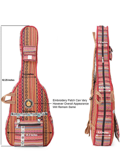 Ethnic Handloom Fabric Acoustic Guitar Bag Cover for Men and Women | Modern Guitar Case |  Inner Lining | Adjustable Straps | Padded Protection | Zip Pocket |