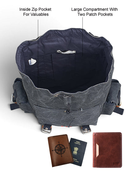 Canvas Backpack for Men and Women 23L | Casual Cotton Bag With  Inner Lining, 4 External & 3 Internal Pockets | Backpacks Suitable for College, Travel & Hiking