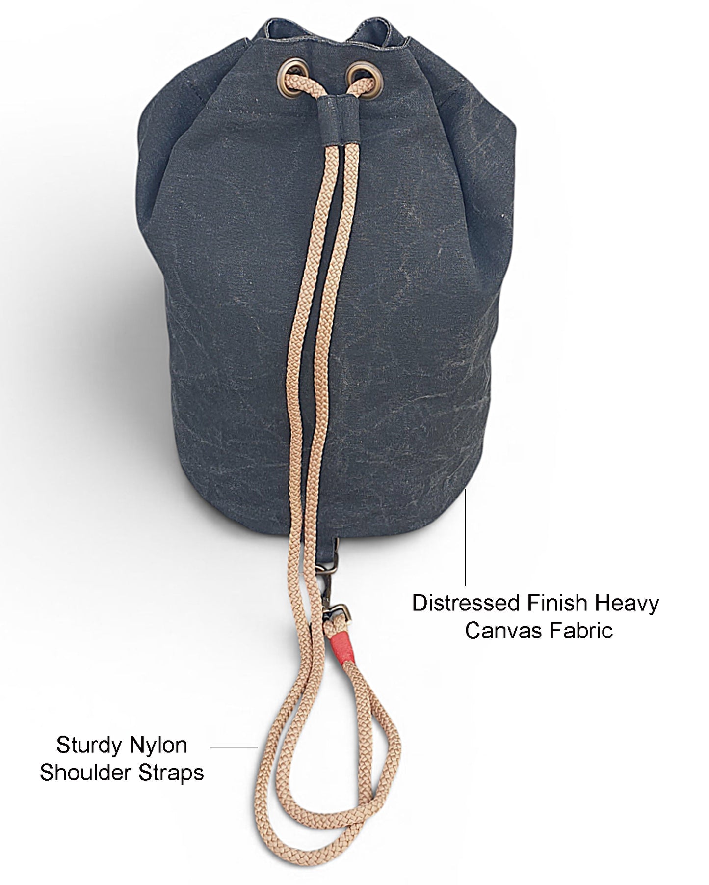 Distressed Canvas Backpack/Rucksack for Men & Women 20 Litres | Casual Cotton Bag with Spacious Compartment & Drawstring Strap | Stylish Bag suitable for College, Hiking & Everyday Essentials