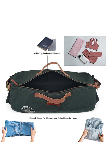 Canvas Travel Duffle Bag 25 litres | Sports Duffel | for Men and Women | Adjustable Removable Strap | Gym Bag | Luggage Garment Bag | Quick Access Pockets |