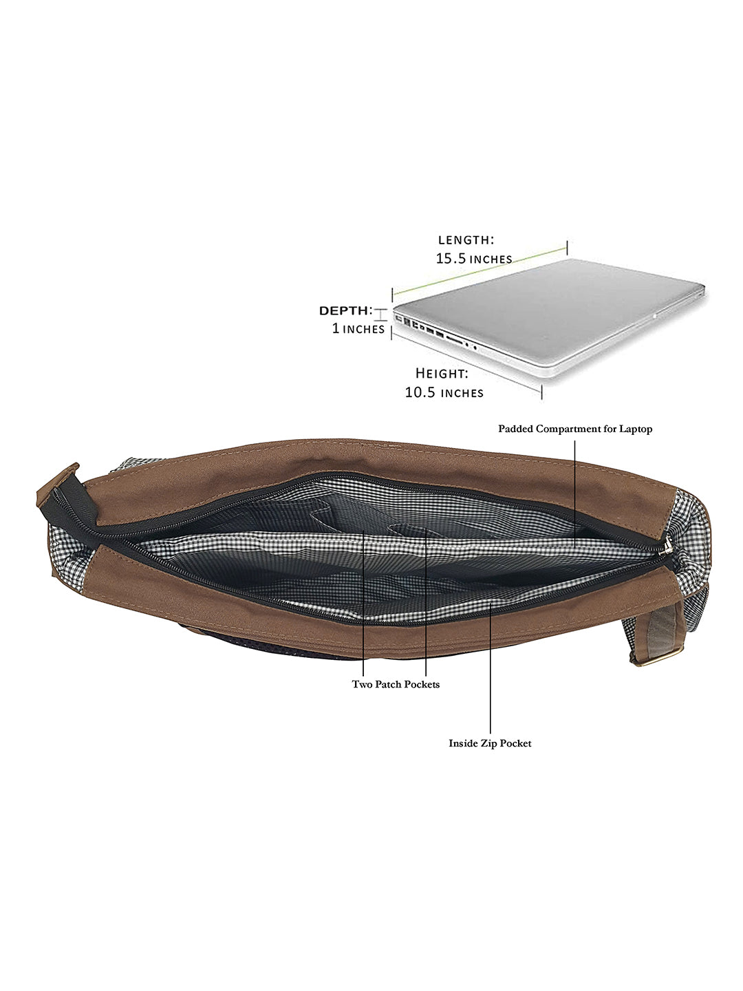 Cotton Canvas Messenger Bag for Men and Women | Printed Crossbody Sling Bag With Laptop Compartment (Upto 15.6 Inch), Broad Adjustable Straps &  Inner Lining