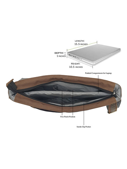 Cotton Canvas Messenger Bag for Men and Women | Printed Crossbody Sling Bag With Laptop Compartment (Upto 15.6 Inch), Broad Adjustable Straps &  Inner Lining