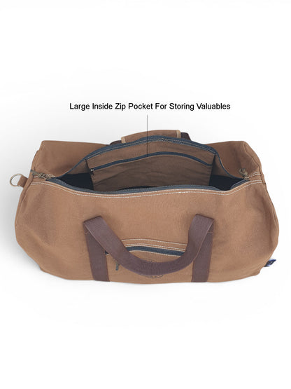 Canvas Travel Duffle Bag | 53 litres | Sports Duffel | Gym Bags | for Men and Women | 100% Cotton Lining | Detachable Broad Strap | Airline Carry-On Luggage | Oversize |