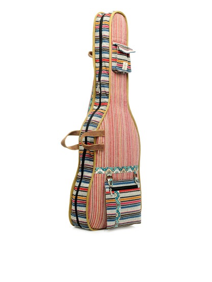 Ethnic Handloom Fabric Acoustic Guitar Bag Cover for Men and Women | Modern Guitar Case | Inner Lining | Adjustable Straps | Padded Protection | Zip Pockets |