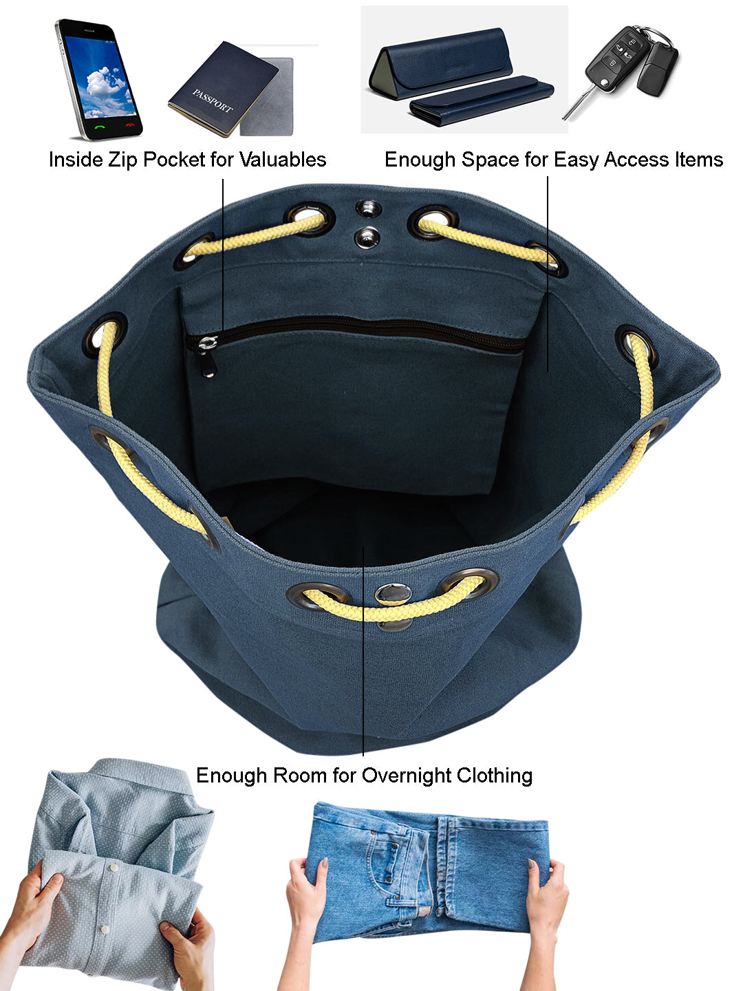Canvas Backpack for Men & Women 20 Litres | Casual Cotton Bag with Spacious Compartment & Drawstring Strap | Stylish Bag suitable for College, Hiking & Everyday Essentials