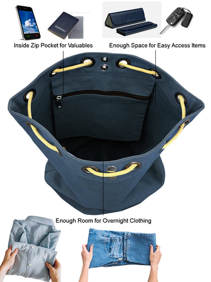 Canvas Backpack for Men & Women 20 Litres | Casual Cotton Bag with Spacious Compartment & Drawstring Strap | Stylish Bag suitable for College, Hiking & Everyday Essentials