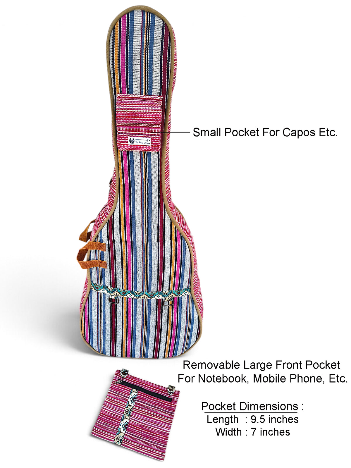 Ethnic Handloom Fabric Acoustic Guitar Bag Cover for Men and Women | Modern Guitar Case | Inner Lining | Adjustable Straps | Padded Protection | Zip Pockets |
