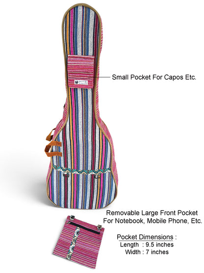 Ethnic Handloom Fabric Acoustic Guitar Bag Cover for Men and Women | Modern Guitar Case | Inner Lining | Adjustable Straps | Padded Protection | Zip Pockets |