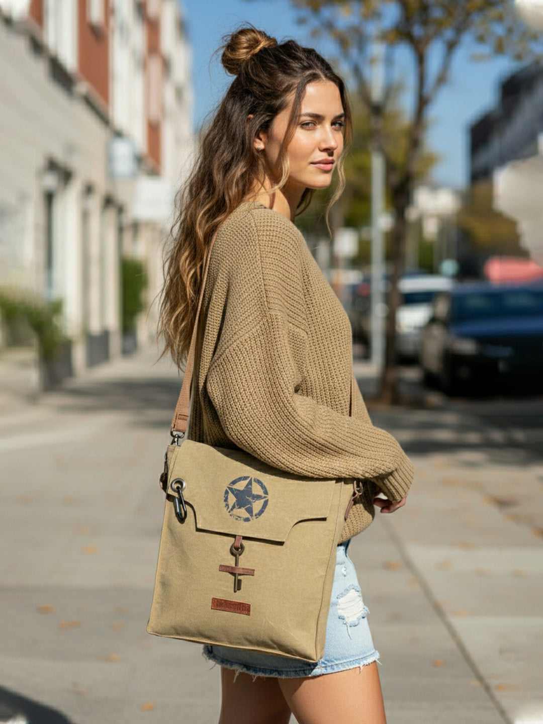 Sturdy Cotton Canvas Messenger Bags for Men and Women | With two Magnetic Snap Buttons Flap Closure, Adjustable Body Strap & Multiutility Lobster Hook