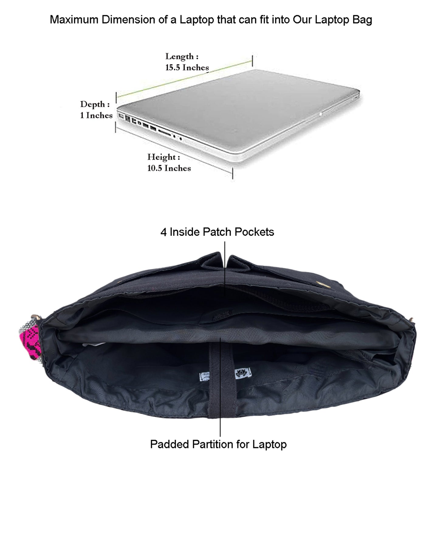 Handloom Fabric Messenger Bags for Women | Cotton Canvas Laptop Sling Bag Upto 15.6 Inches | Stylish Crossbody Sling Bag Comes with Flap Closure &  Inner Lining