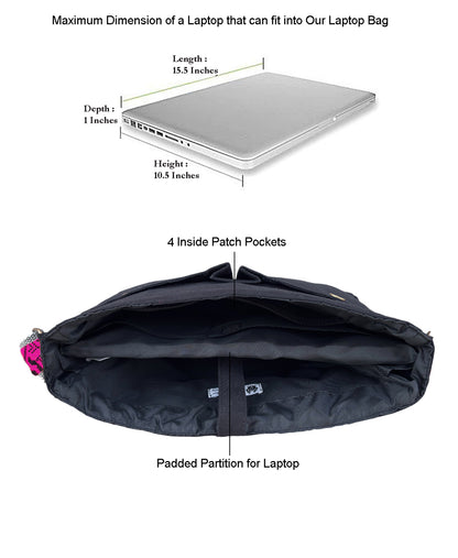 Handloom Fabric Messenger Bags for Women | Cotton Canvas Laptop Sling Bag Upto 15.6 Inches | Stylish Crossbody Sling Bag Comes with Flap Closure &  Inner Lining
