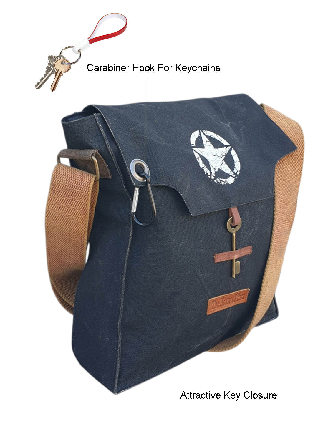 Sturdy Cotton Canvas Messenger Bags for Men and Women | With two Magnetic Snap Buttons Flap Closure, Adjustable Body Strap & Multiutility Lobster Hook