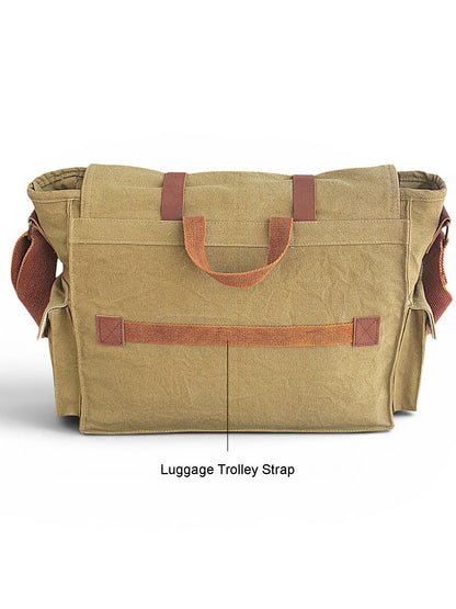 Canvas Messenger bags Large | Cotton Sling One Side Shoulder Bags for Men & Women with Adjustable Crossbody strap, Padded Partition & 4 External Pockets