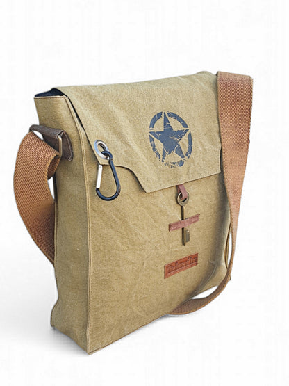 Sturdy Cotton Canvas Messenger Bags for Men and Women | With two Magnetic Snap Buttons Flap Closure, Adjustable Body Strap & Multiutility Lobster Hook
