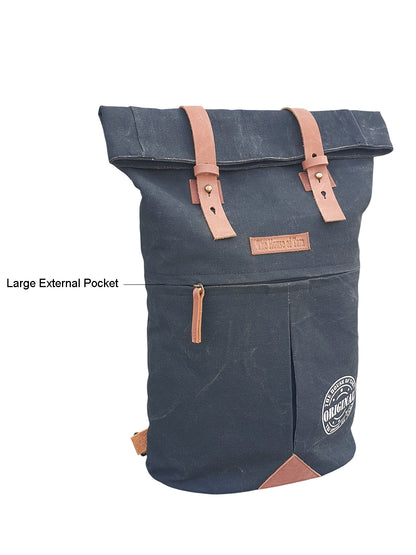 Canvas Backpack for Men and Women 21 Litres |  Cotton Bag with Top Roll Down Design & Leather strap Closure | Casual Backpacks Suitable for College, Travel & Hiking