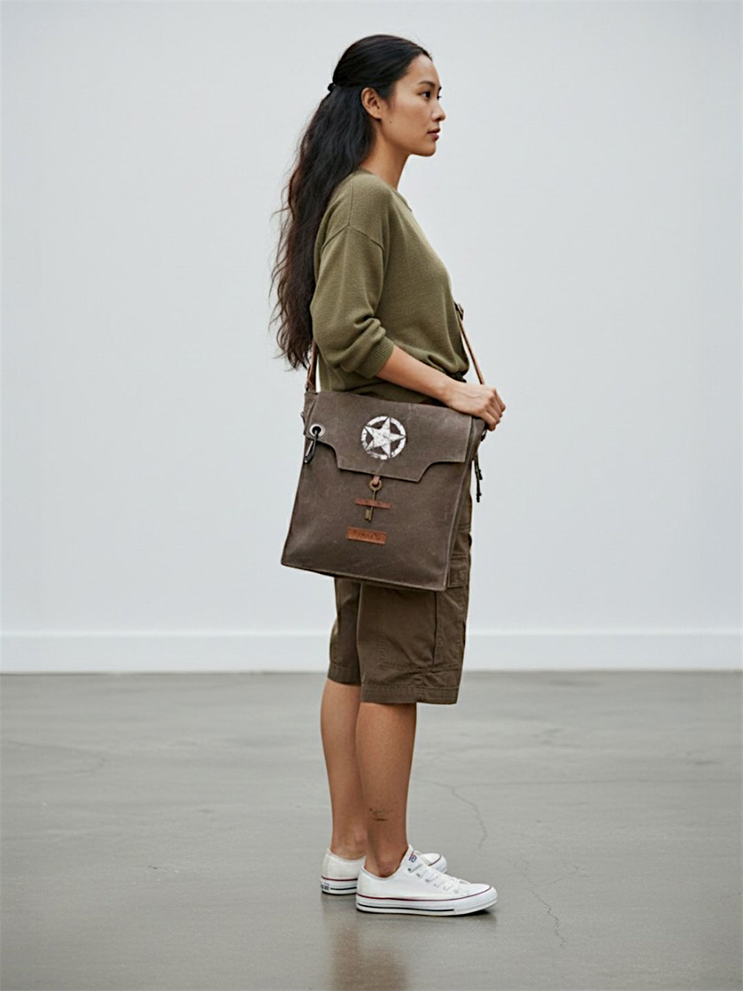 Sturdy Cotton Canvas Messenger Bags for Men and Women | With two Magnetic Snap Buttons Flap Closure, Adjustable Body Strap & Multiutility Lobster Hook