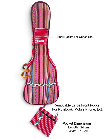 Ethnic Handloom Fabric Acoustic Guitar Bag Cover for Men and Women | Modern Guitar Case | Inner Lining | Adjustable Straps | Padded Protection | Zip Pockets |