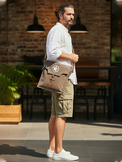 Sturdy Cotton Canvas Messenger Bags for Men and Women | With two Magnetic Snap Buttons Flap Closure, Adjustable Body Strap & Multiutility Lobster Hook