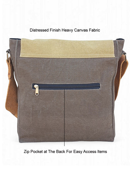 Sturdy Cotton Canvas Messenger Bags for Men and Women | With two Magnetic Snap Buttons Flap Closure, Adjustable Body Strap & Multiutility Lobster Hook