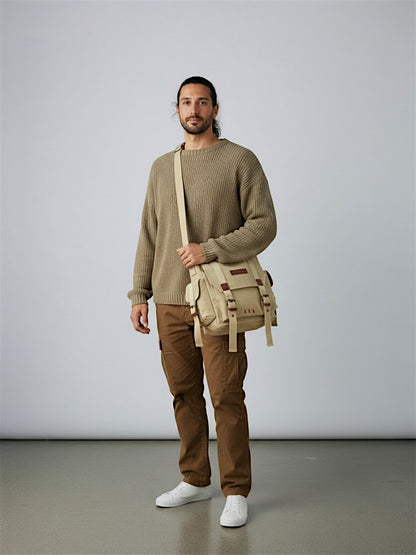 Denim Cotton Canvas Sling Messenger Bag for Men and Women I Multipurpose Crossbody Bag I Travel Bag with Adjustable Strap | Unisex Sling Bag Crossbody Handbag for Office/Travel