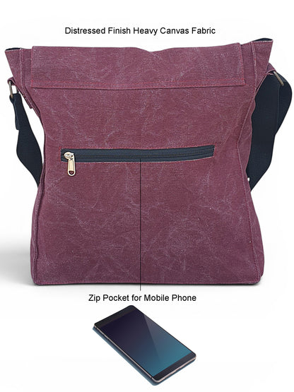 Sturdy Cotton Canvas Messenger Bags for Men and Women | With two Magnetic Snap Buttons Flap Closure, Adjustable Body Strap & Multiutility Lobster Hook