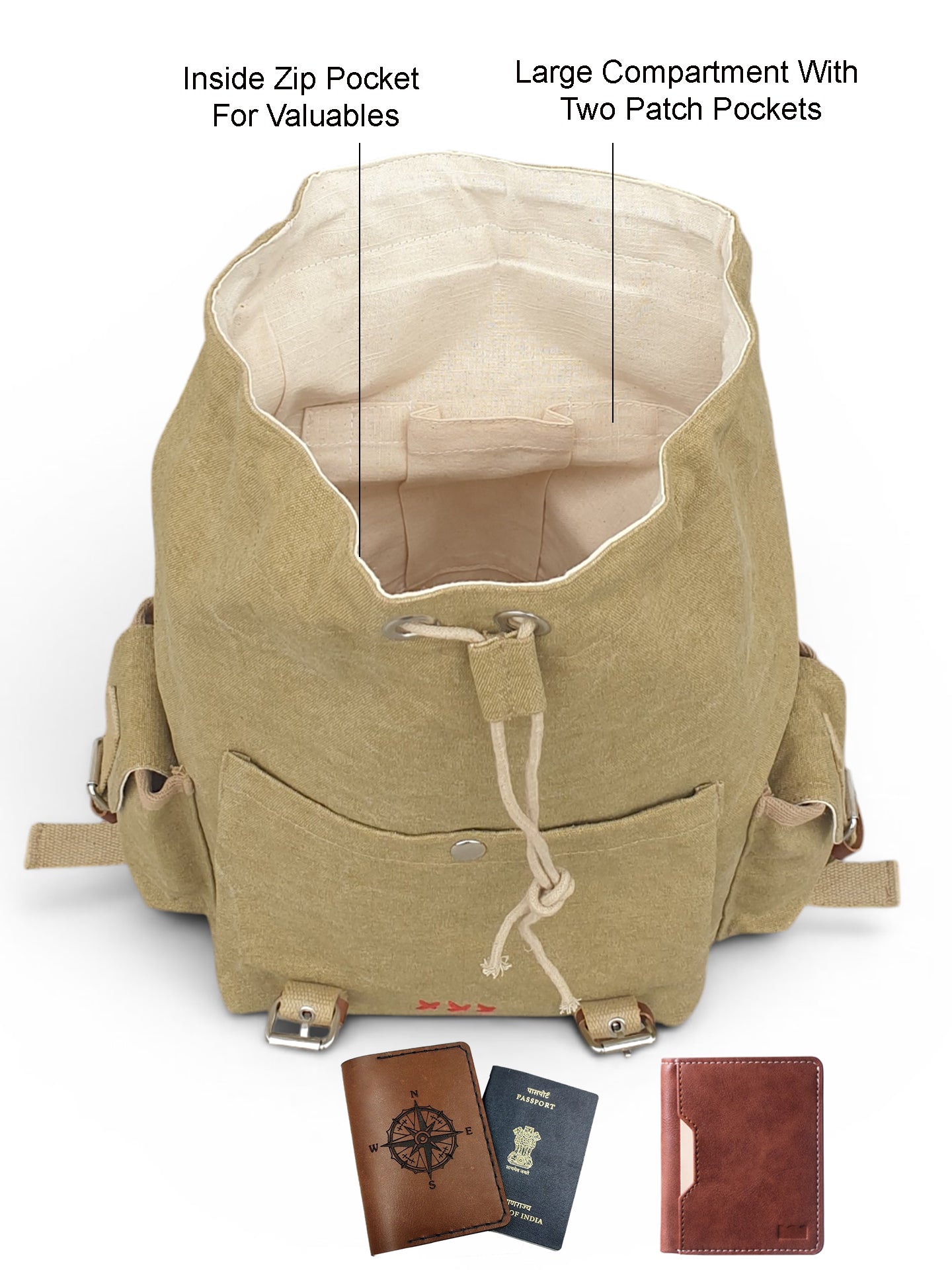 Canvas Backpack for Men and Women 23L | Casual Cotton Bag With  Inner Lining, 4 External & 3 Internal Pockets | Backpacks Suitable for College, Travel & Hiking