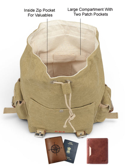 Canvas Backpack for Men and Women 23L | Casual Cotton Bag With  Inner Lining, 4 External & 3 Internal Pockets | Backpacks Suitable for College, Travel & Hiking