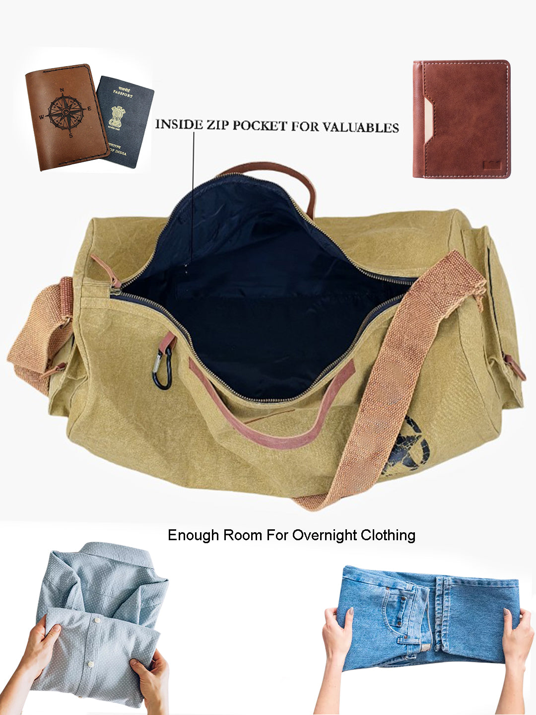 Canvas Travel Duffle Bag | 25 litres | Sports Duffel | Gym Bags | for Men and Women | Adjustable Broad Strap | Airline Carry-On Luggage | Quick Access Pockets |