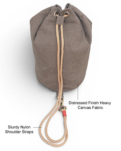 Distressed Canvas Backpack/Rucksack for Men & Women 20 Litres | Casual Cotton Bag with Spacious Compartment & Drawstring Strap | Stylish Bag suitable for College, Hiking & Everyday Essentials