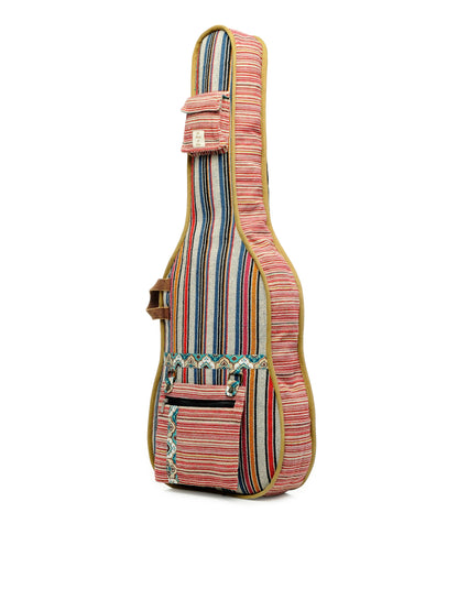 Ethnic Handloom Fabric Acoustic Guitar Bag Cover for Men and Women | Modern Guitar Case | Inner Lining | Adjustable Straps | Padded Protection | Zip Pockets |