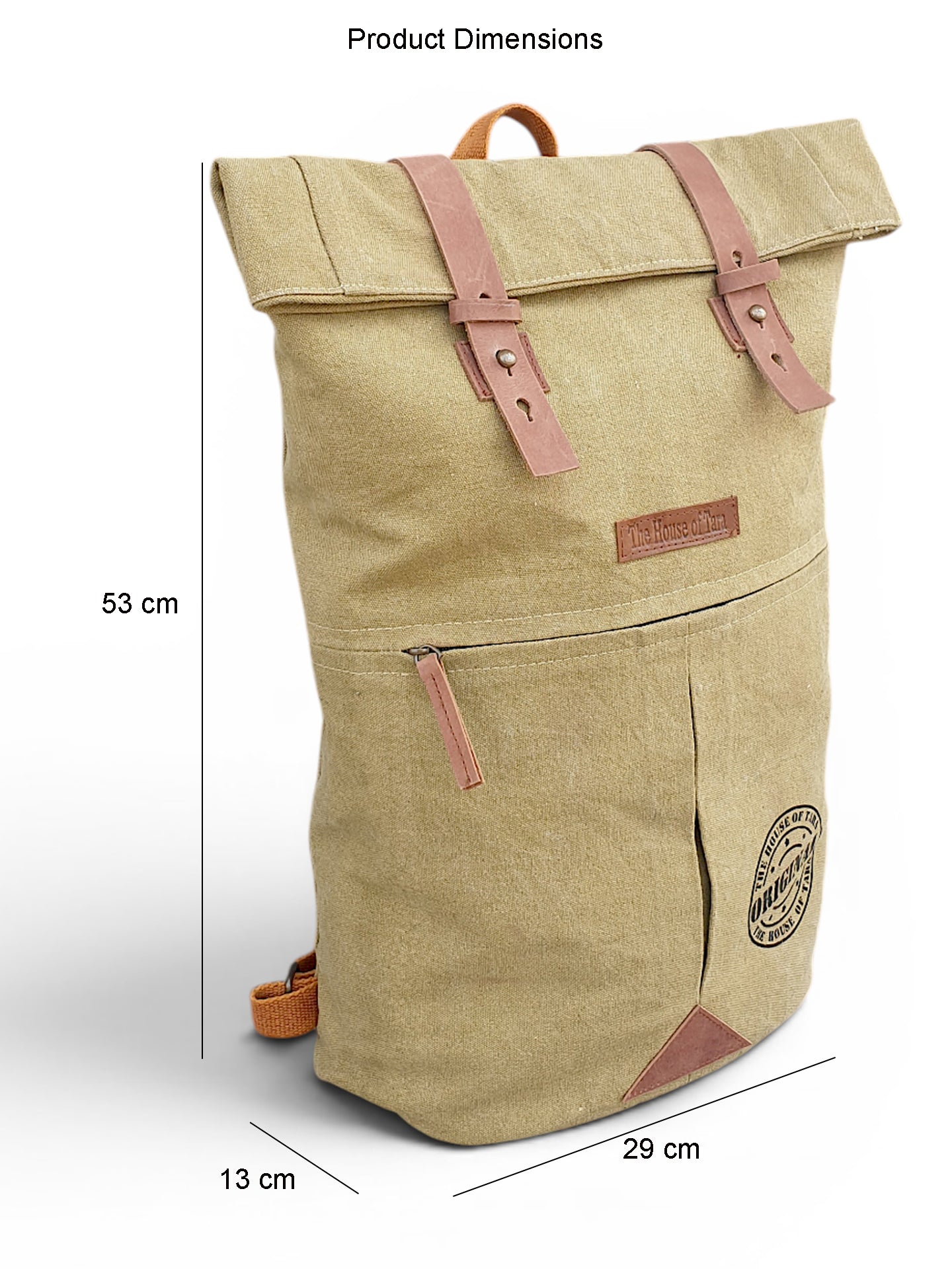 Canvas Backpack for Men and Women 21 Litres |  Cotton Bag with Top Roll Down Design & Leather strap Closure | Casual Backpacks Suitable for College, Travel & Hiking