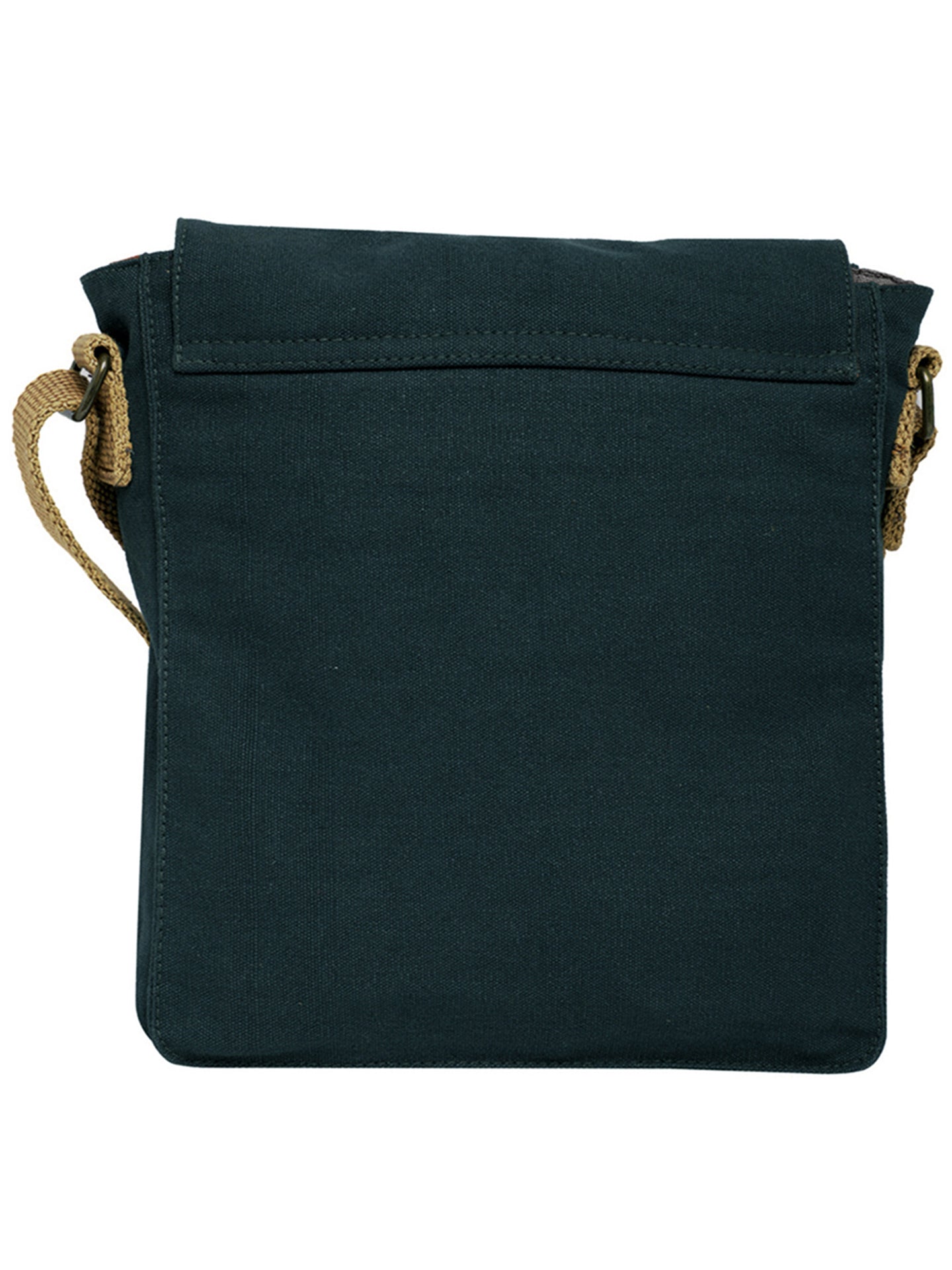 Canvas Side Sling Bag For Men & Women | Compact Messenger bag with Leather Strap on flap closure, Adjustable Shoulder Strap & Snap buttons | Casual bag for Office & Travel