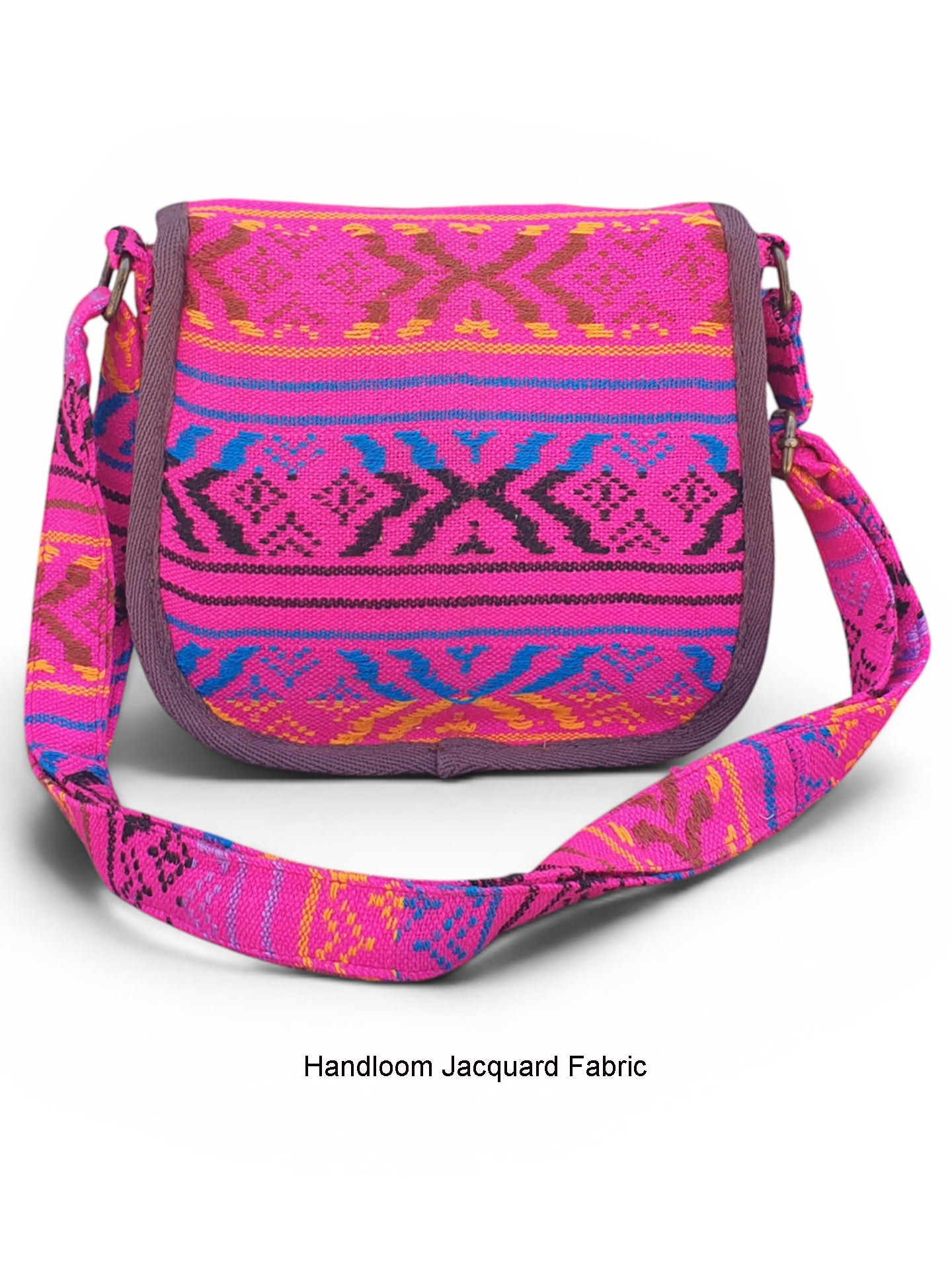 Ethnic Handloom Crossbody Sling Bag | Embellished with Tassels and Trims. Flap Closure with a Snap Button | Internal Zip Pocket | Multicolour side Crossbody Bag for Women | Handmade.