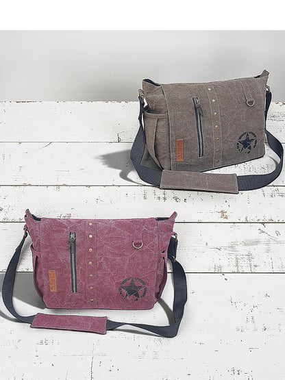 Distress Finish Sturdy Cotton Canvas Messenger Bags for Men and Women | Zip Closure, Adjustable Body Strap I Crossbody Sling | External Zip Pockets