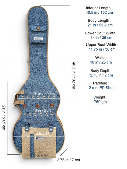 The House of tara Ethnic Heavy Cotton Fabric Electric Guitar Bag Cover for Men & Women | Modern Guitar Case |100% Cotton Lining | Adjustable Straps | Padded Protection | Zip Pockets