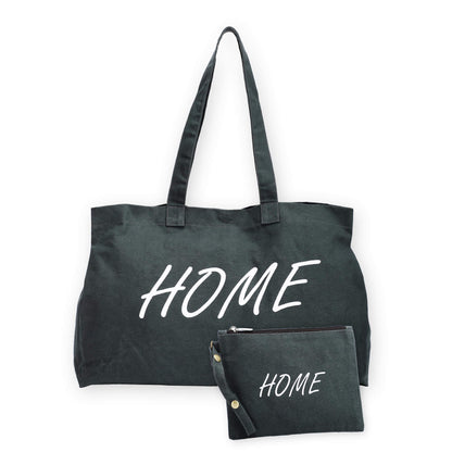 The House of tara Canvas Tote Bag with Detachable Pouch | Cotton Shopping Handbag | Magnetic Closure Tote with Zipper Pouch | Back Pocket with Zip | Home Print | For Women
