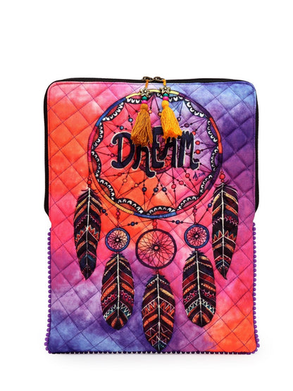 The House Of Tara Laptop Slipcase | Compatible with Upto 15.6 inch MacBook/Laptops | Multicolor Design Printed Fabric | Waterproof | Embellished with Colorful Tassels & Trims | Unisex (Multicolor 11)