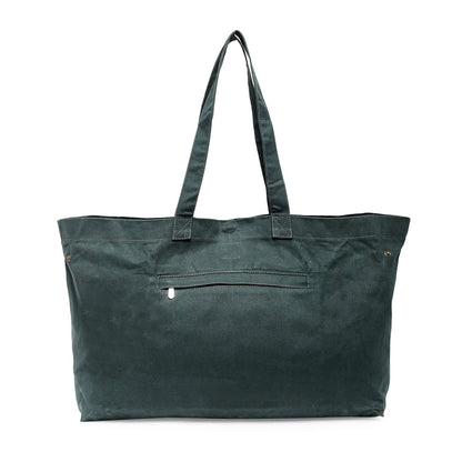The House of tara Canvas Tote Bag with Detachable Pouch | Cotton Shopping Handbag | Magnetic Closure Tote with Zipper Pouch | Back Pocket with Zip | Peace Print | For Women