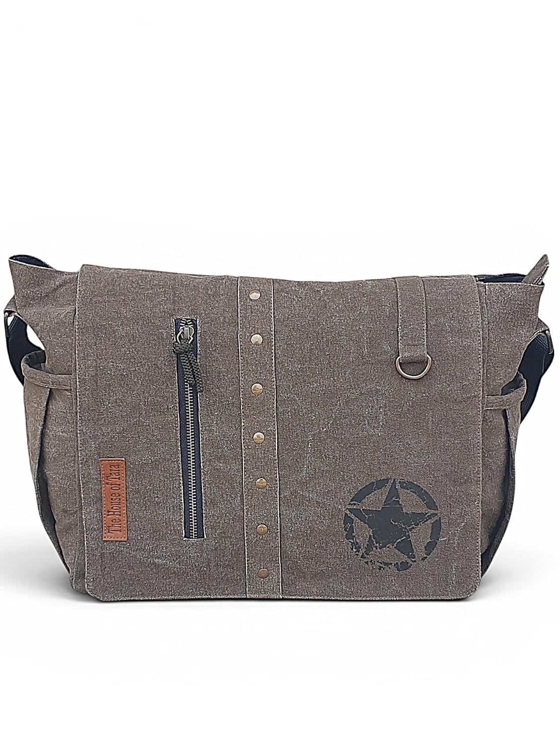 Distress Finish Sturdy Cotton Canvas Messenger Bags for Men and Women | Zip Closure, Adjustable Body Strap I Crossbody Sling | External Zip Pockets
