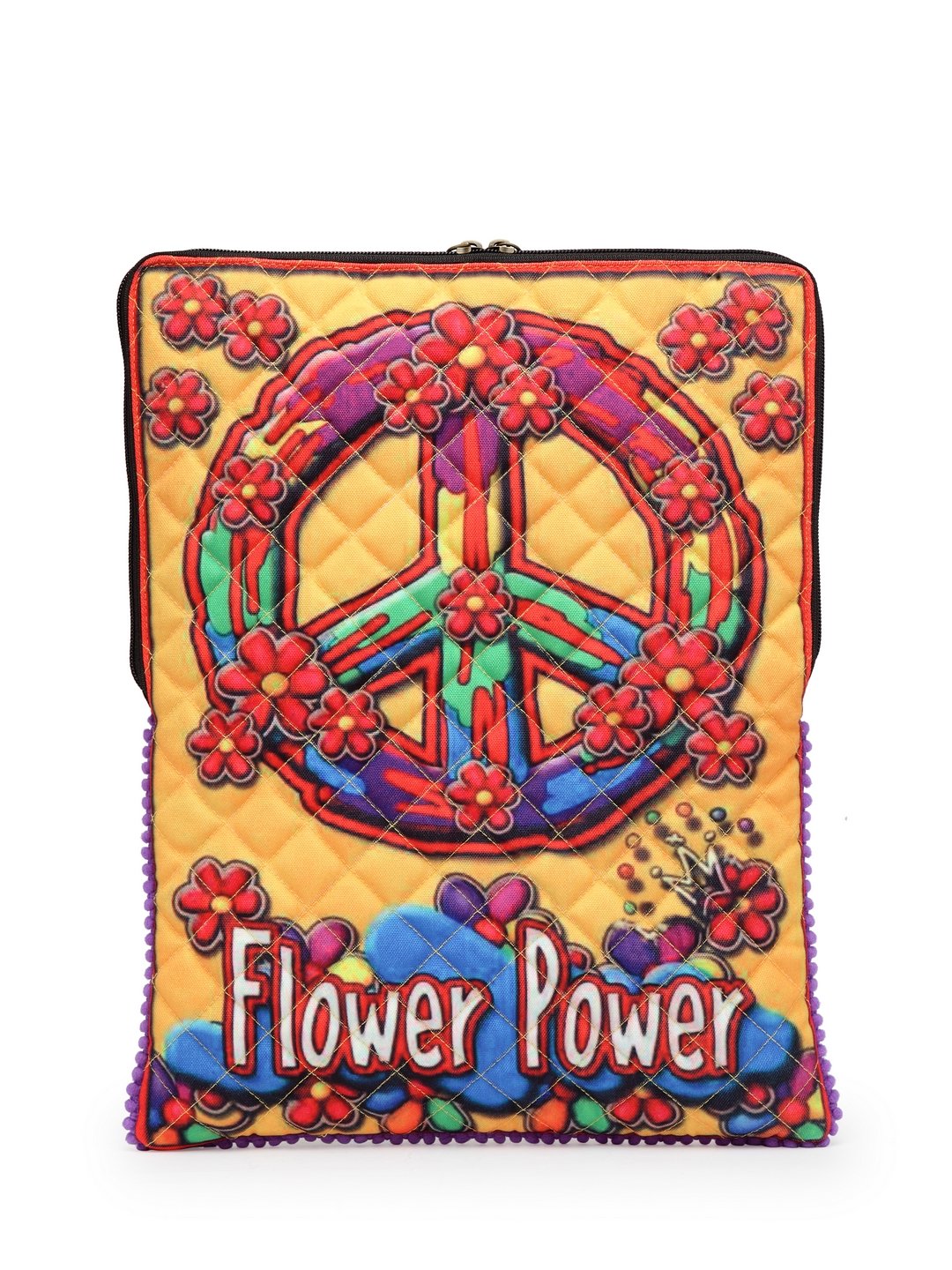 The House Of Tara Laptop Slipcase | Compatible with Upto 15.6 inch MacBook/Laptops | Multicolor Design Printed Fabric | Waterproof | Embellished with Colorful Tassels & Trims | Unisex (Multicolor 11)
