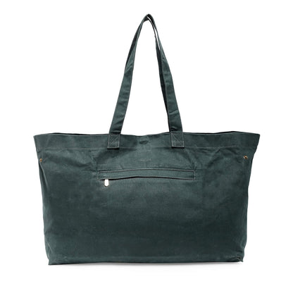 The House of tara Canvas Tote Bag with Detachable Pouch | Cotton Shopping Handbag | Magnetic Closure Tote with Zipper Pouch | Back Pocket with Zip | Escape Print | For Women