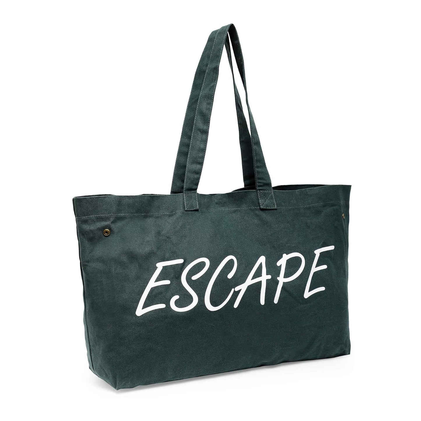 The House of tara Canvas Tote Bag with Detachable Pouch | Cotton Shopping Handbag | Magnetic Closure Tote with Zipper Pouch | Back Pocket with Zip | Escape Print | For Women